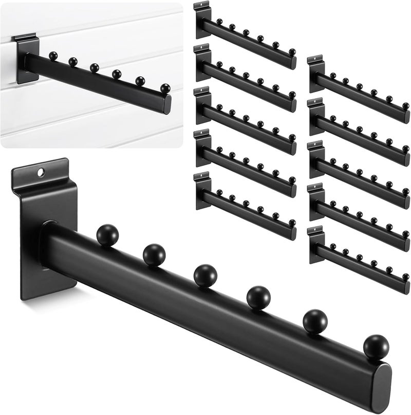 Yaocom 10 Pack 6 Ball Waterfall for Slatwall, 12 Inch Oval Tube Slat Wall Hanging Hooks Slatwall Hooks and Hangers Slat Wall Accessory for Clothing Retail Garage Shop Display (Black) - Image 1